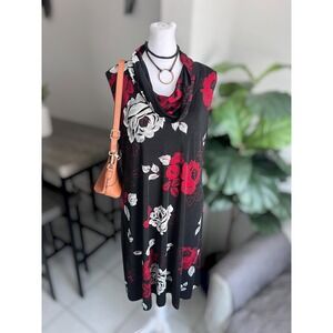 EXPRESSIONS Co. Vintage Floral Cowl Neck Sleeveless Dress Size XL